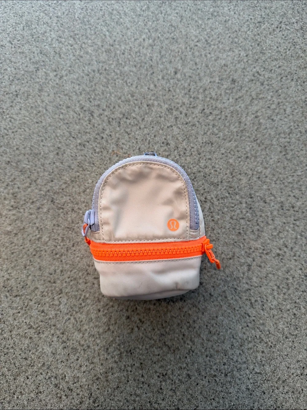 lululemon athletica Kids Beige Mini Backpack Coin Pouch with Orange Zipper
